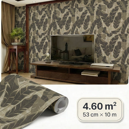 Tapiz Para Pared Hojas de Plátano Negro y Oro [SKU 395024]