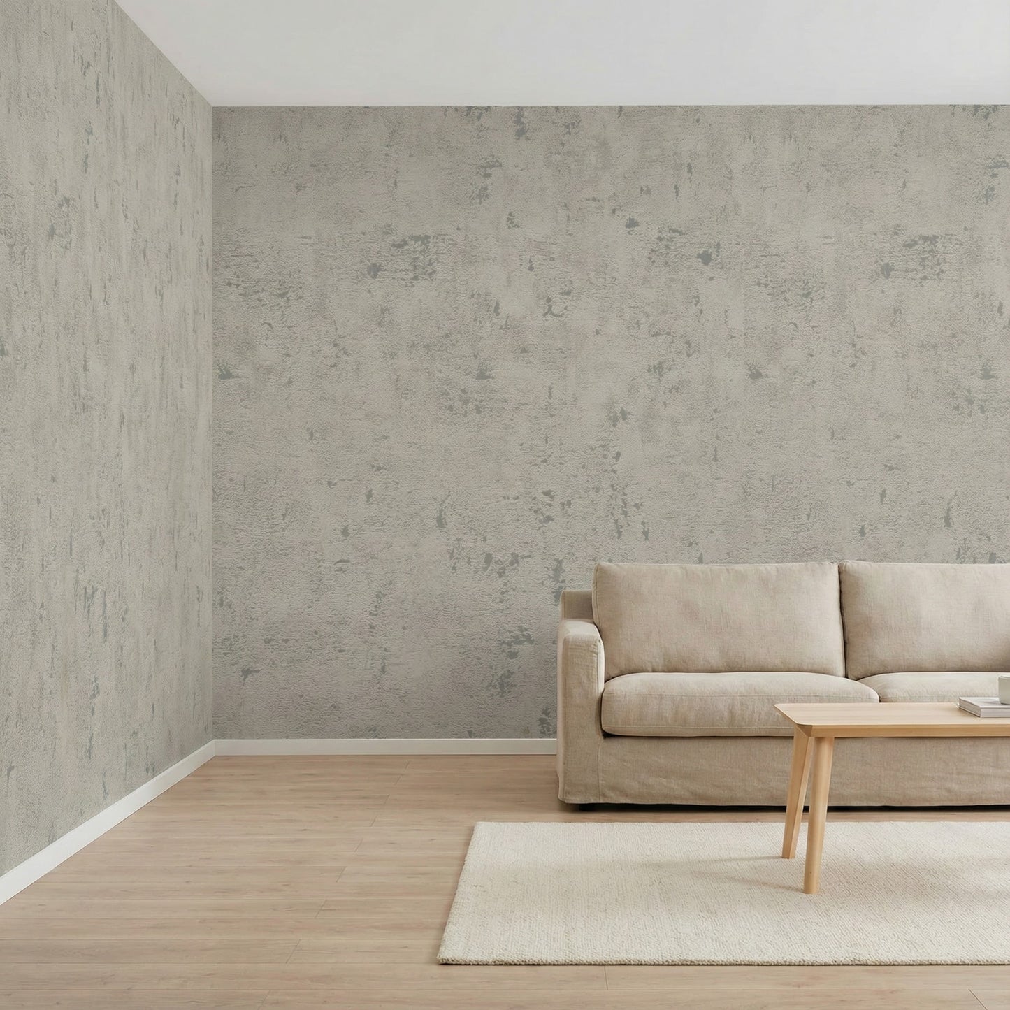 Tapiz Para Pared Taupe Efecto Hormigón y Plata [SKU 395153]