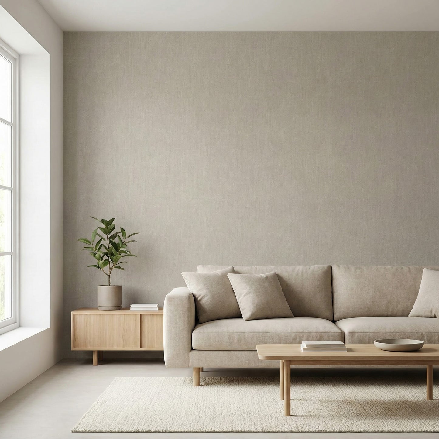 Tapiz Para Pared Beige Cálido Efecto Tejido [SKU 395032]
