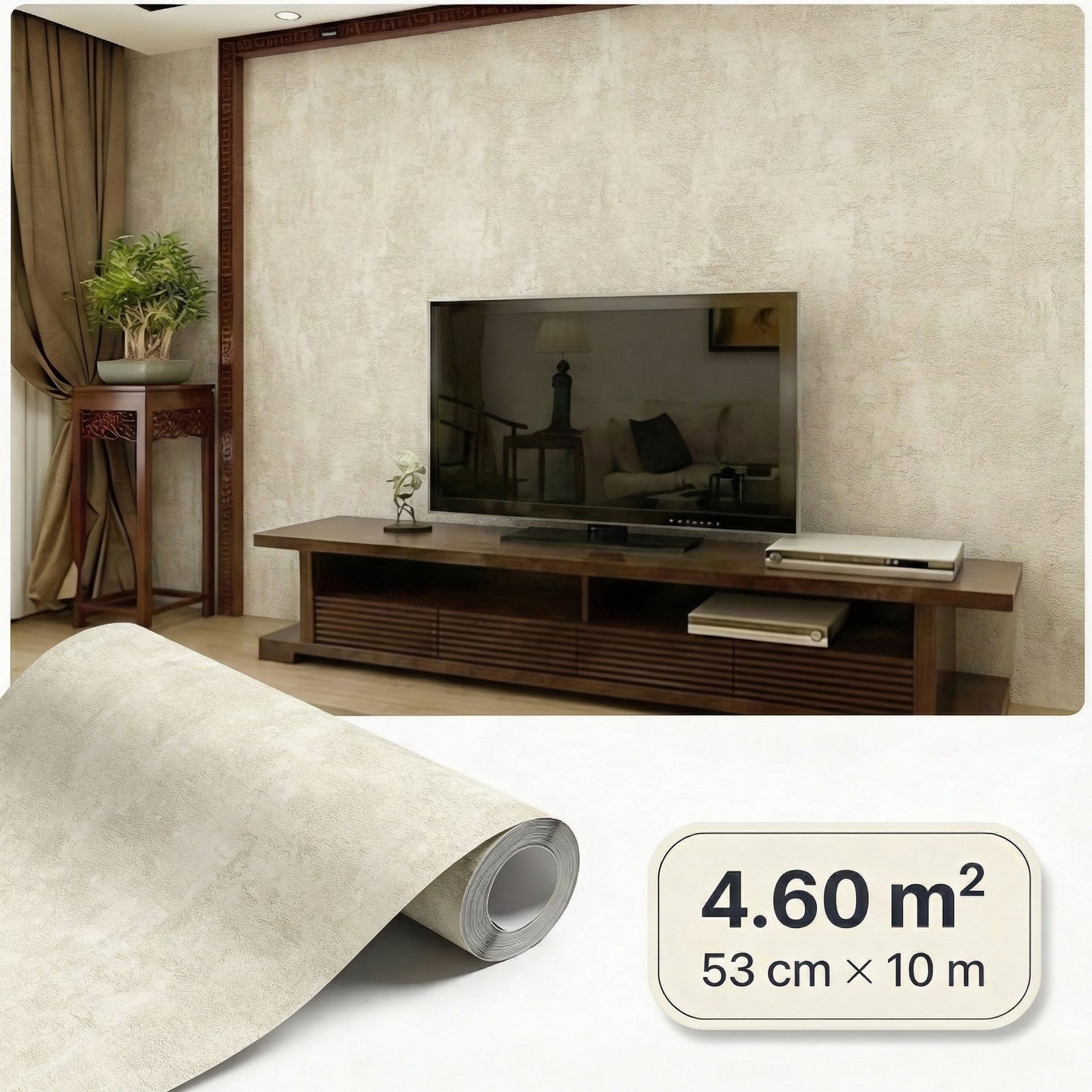 Tapiz Para Pared Beige Grisáceo Efecto Estuco [SKU 230744]