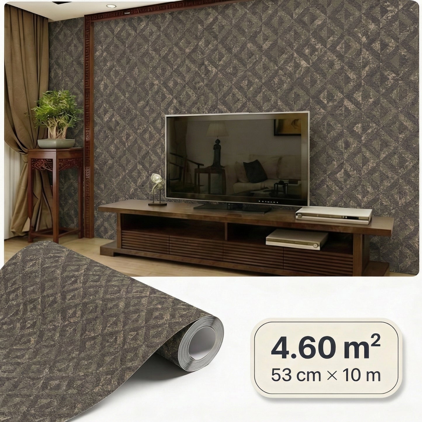 Tapiz Para Pared Rombos Negro y Cobre [SKU 395053]