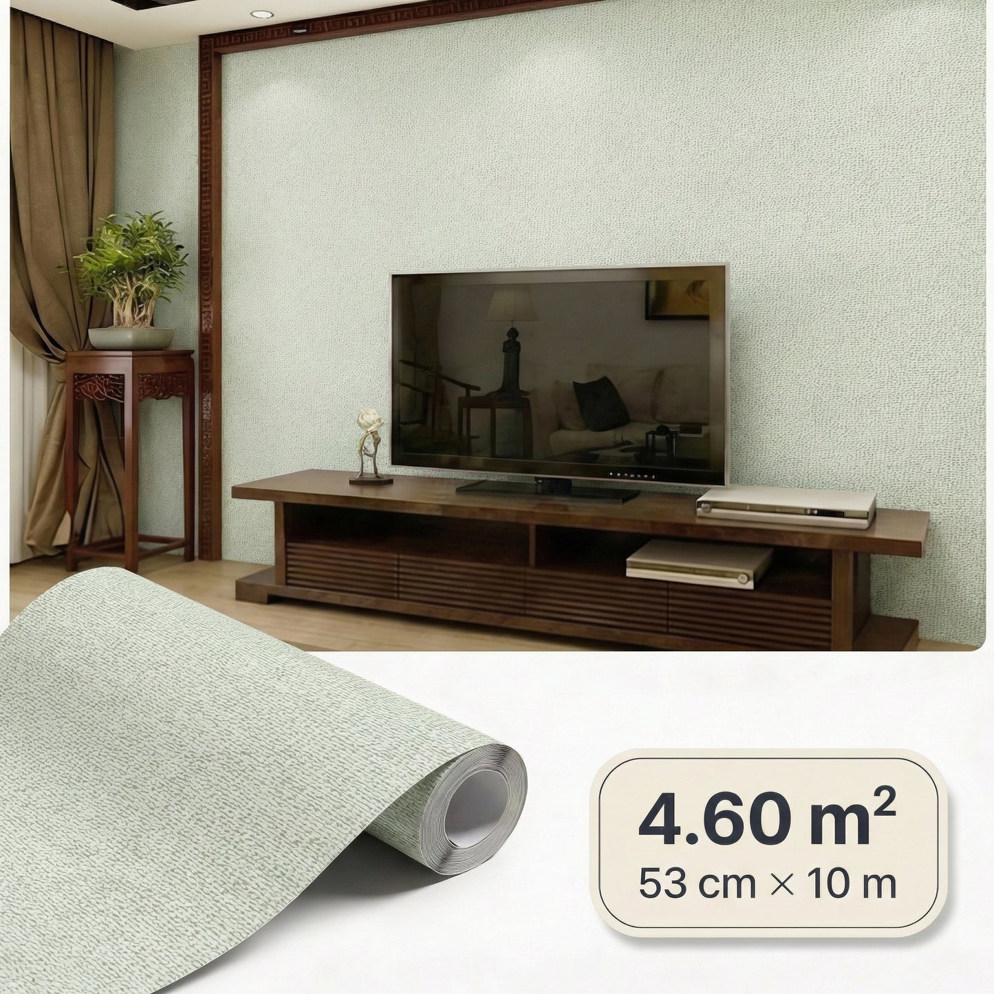 Tapiz Para Pared Verde Salvia Pálido Texturizado [SKU 390402]