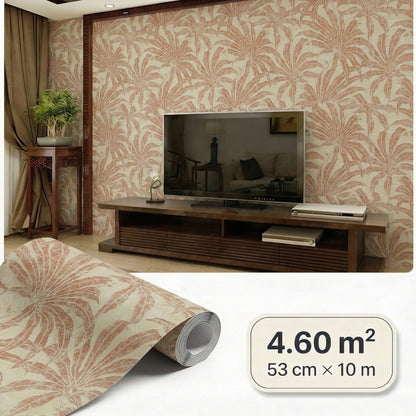 Tapiz Para Pared Hojas Tropicales Beige y Bronce [SKU 395013]