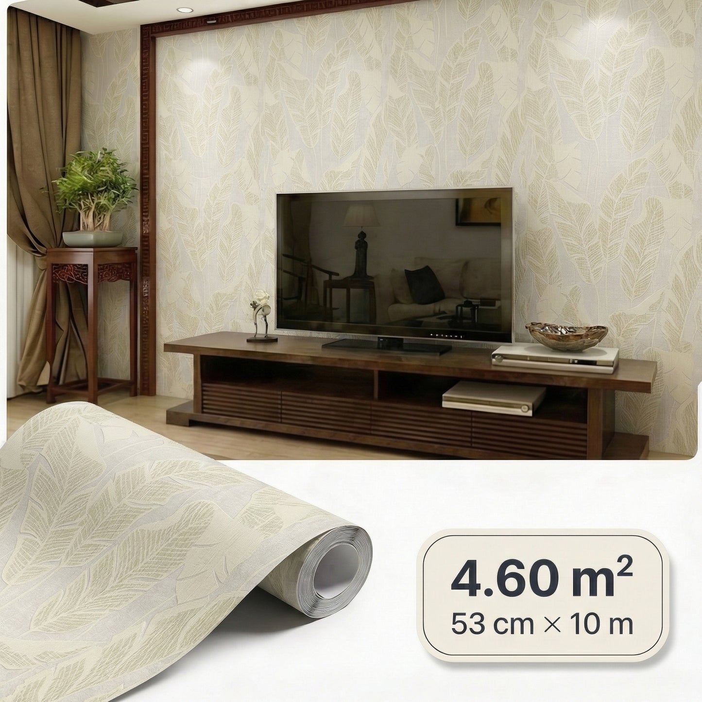 Tapiz Para Pared Hojas de Plátano Crema y Oro [SKU 395025]