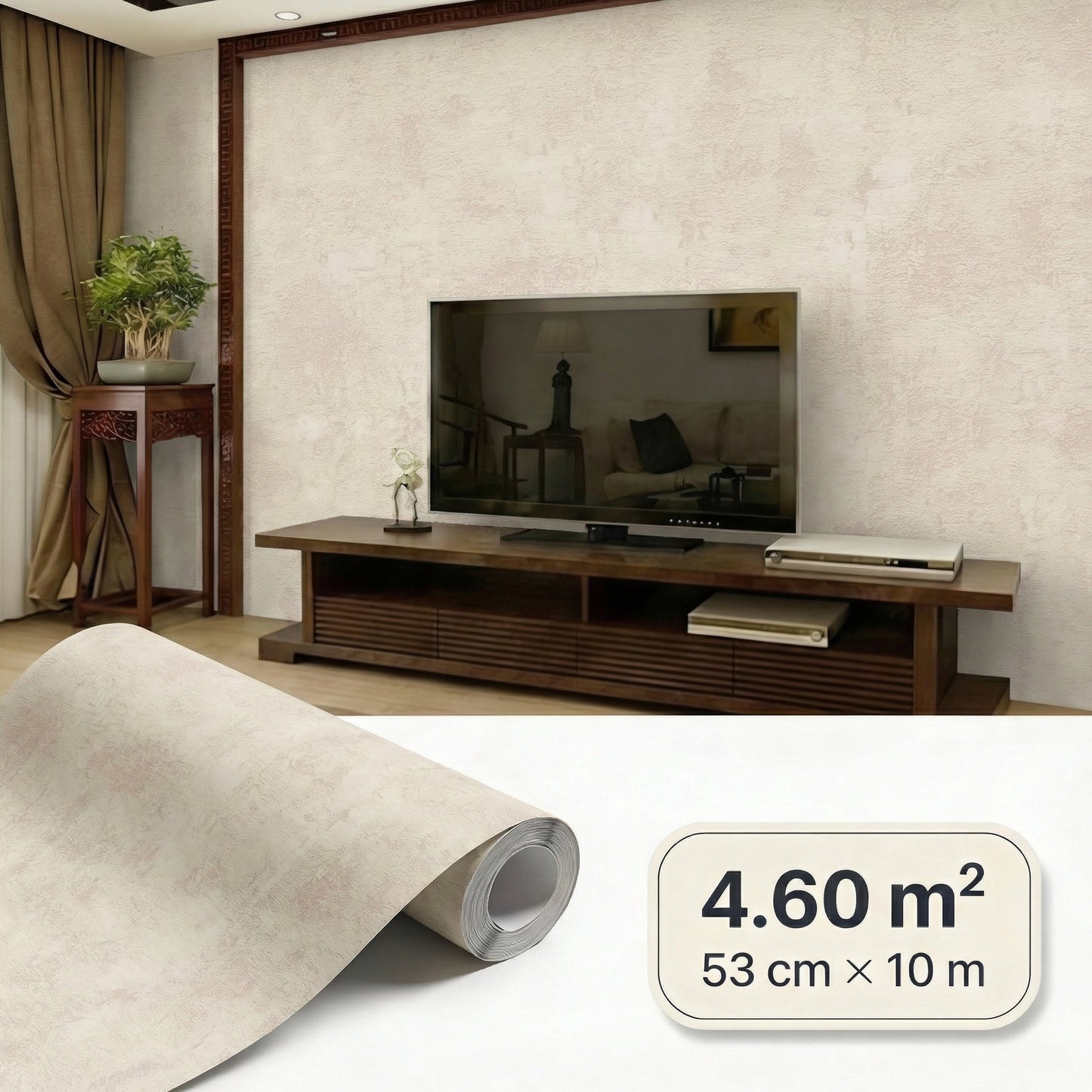 Tapiz Para Pared Beige Crema Efecto Desgastado [SKU 224064]