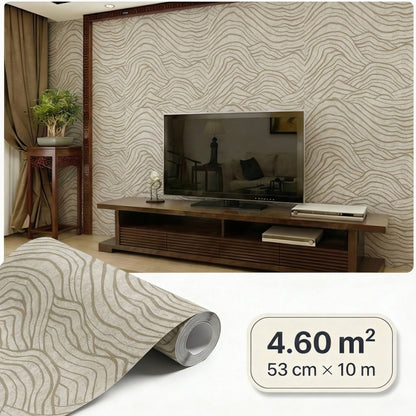 Tapiz Para Pared Paisaje Oriental Ondas Greige y Oro [SKU 395071]