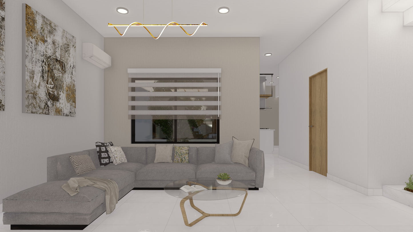 PROYECTO ARQUITECTÓNICO Y DISEÑO DE INTERIOR CASA HABITACIÓN - PROTOTIPO 5 de 8.00M x 20.00M